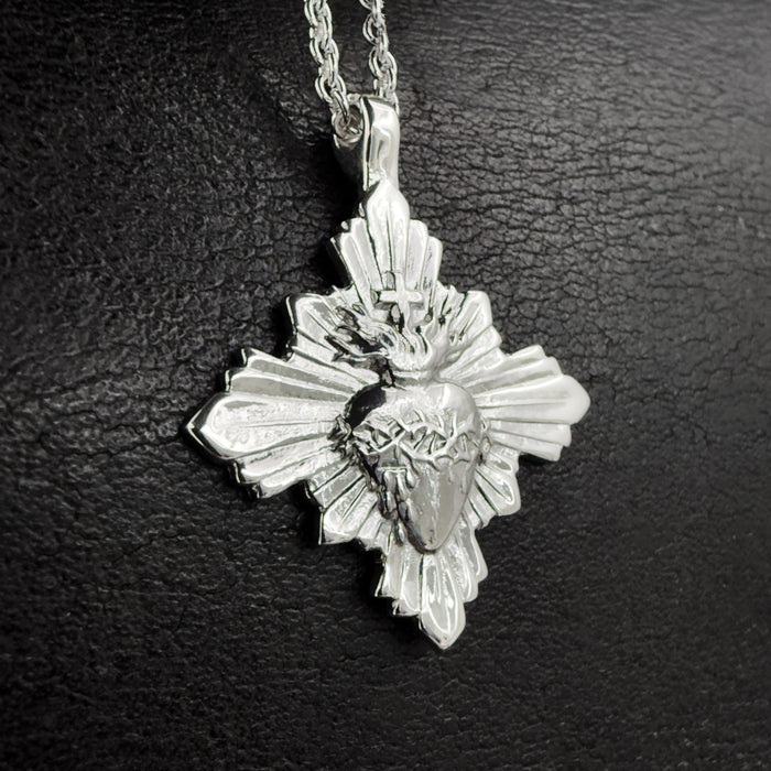 Sacred Heart Silver Necklace