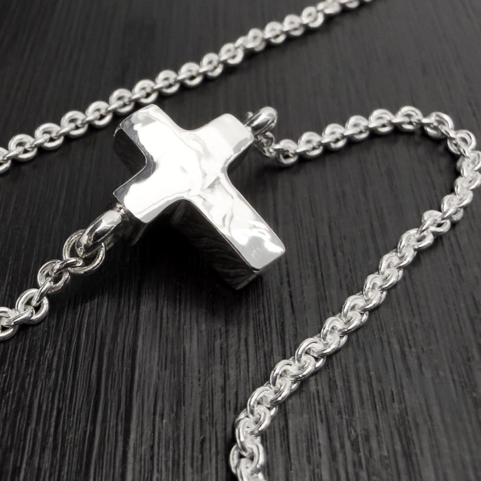 Tiny Sterling Silver Chubby Cross Pendant