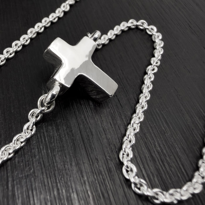 Tiny Sterling Silver Chubby Cross Pendant