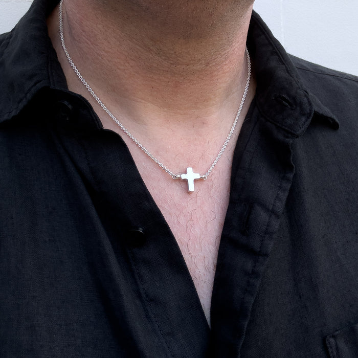 Tiny Sterling Silver Chubby Cross Pendant