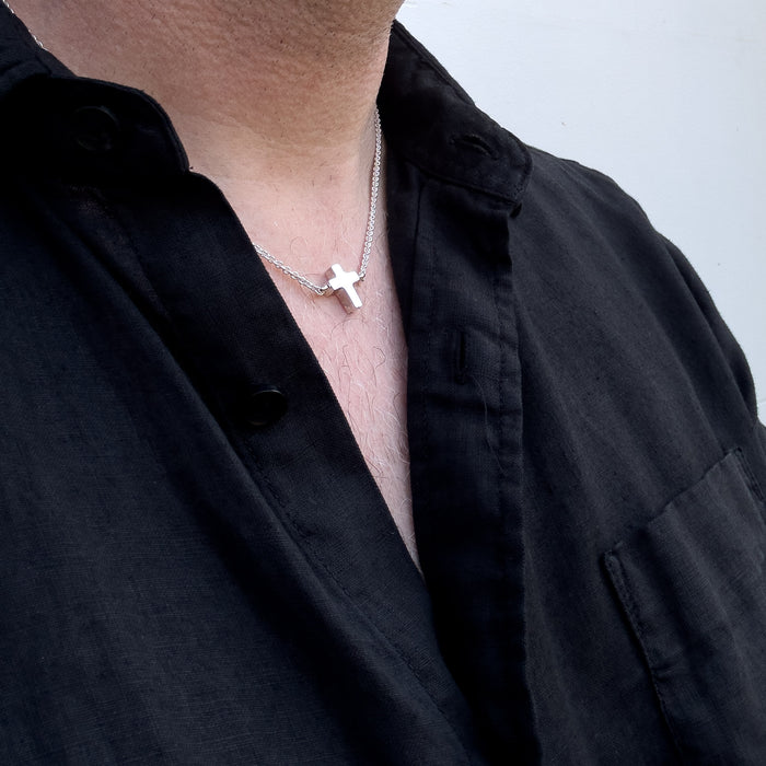 Tiny Sterling Silver Chubby Cross Pendant