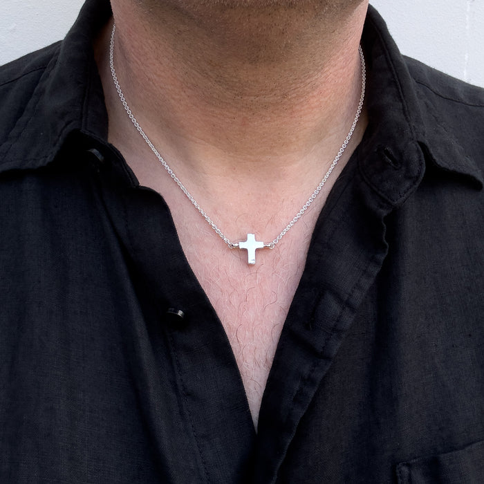 Tiny Sterling Silver Chubby Cross Pendant