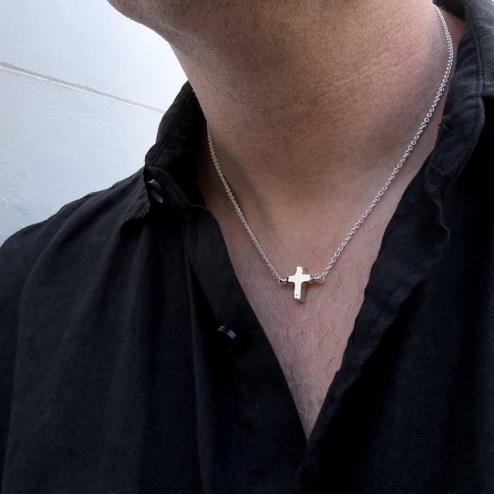 Tiny Sterling Silver Chubby Cross Pendant