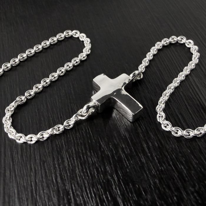 Tiny Sterling Silver Chubby Cross Pendant