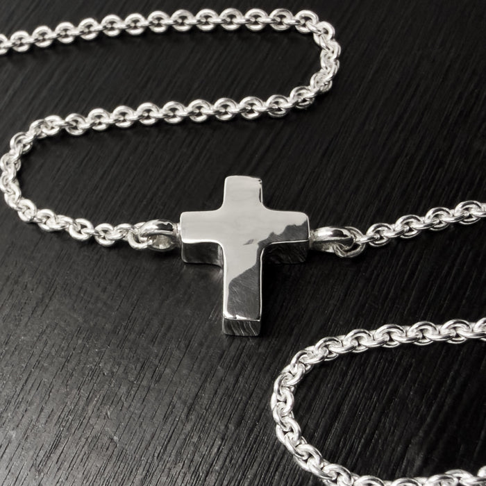 Tiny Sterling Silver Chubby Cross Pendant