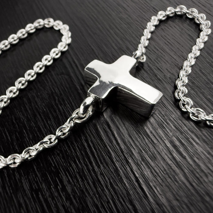 Tiny Sterling Silver Chubby Cross Pendant