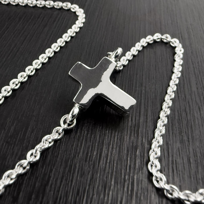 Tiny Sterling Silver Chubby Cross Pendant