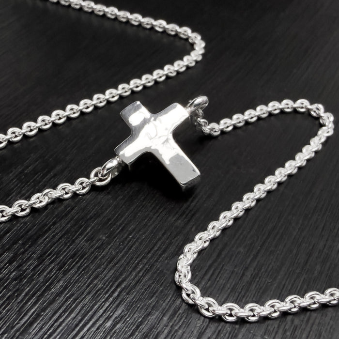 Tiny Sterling Silver Chubby Cross Pendant