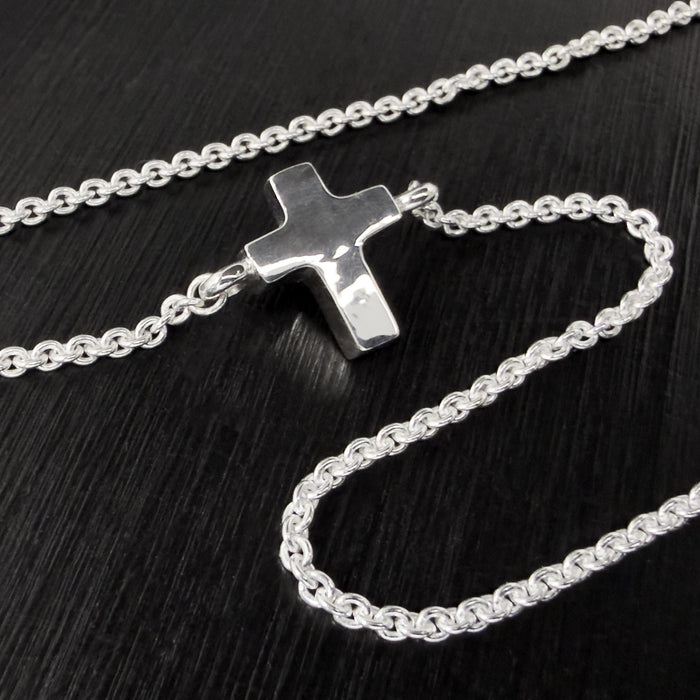 Tiny Sterling Silver Chubby Cross Pendant
