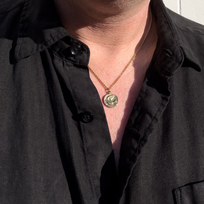 Gold Dove Coin Necklace