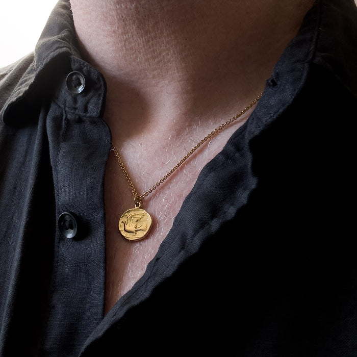 Gold Dove Coin Necklace