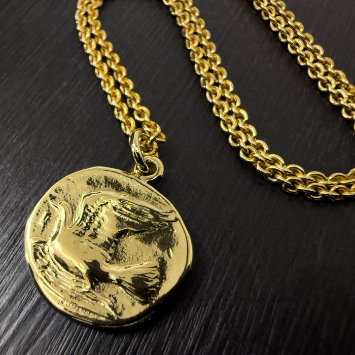 Gold Dove Coin Necklace