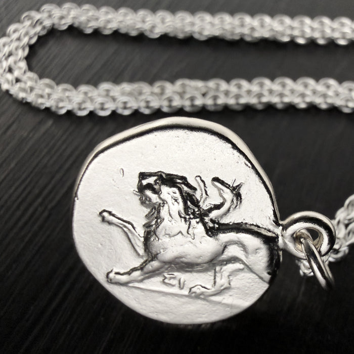 Silver Dove Coin Necklace