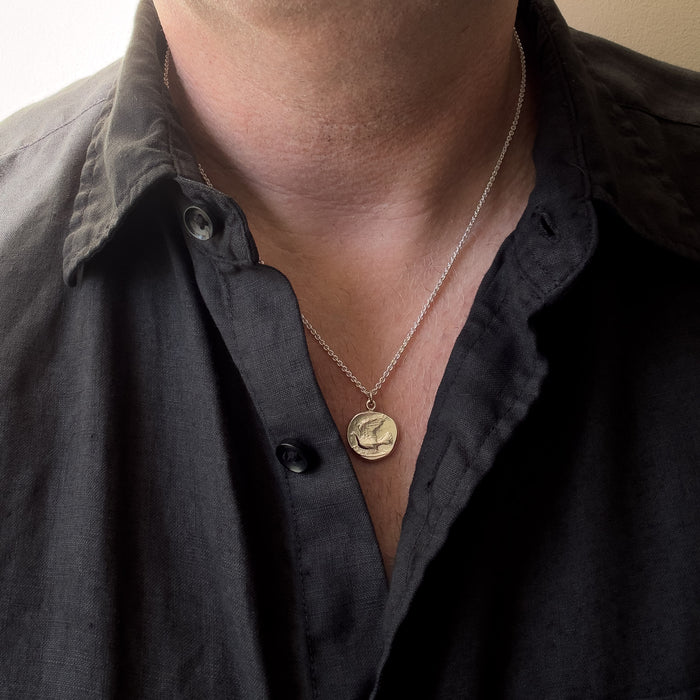 Silver Dove Coin Necklace