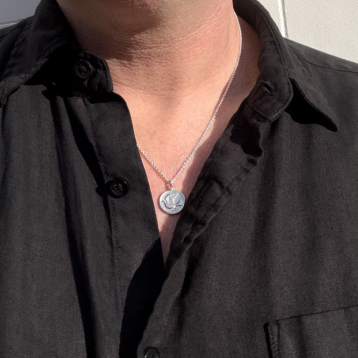 Silver Dove Coin Necklace