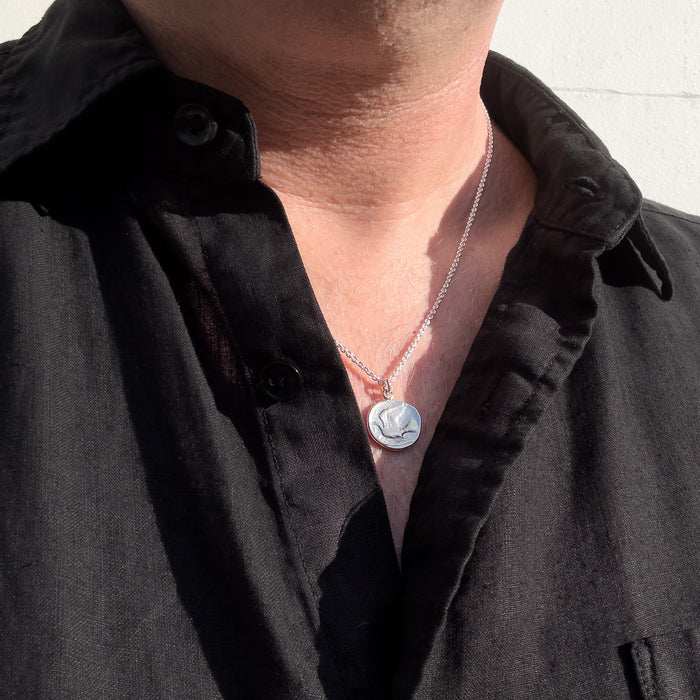 Silver Dove Coin Necklace
