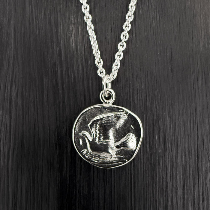 Silver Dove Coin Necklace