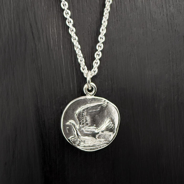 Silver Dove Coin Necklace