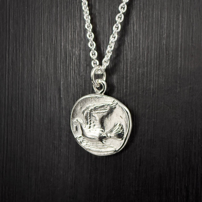 Silver Dove Coin Necklace