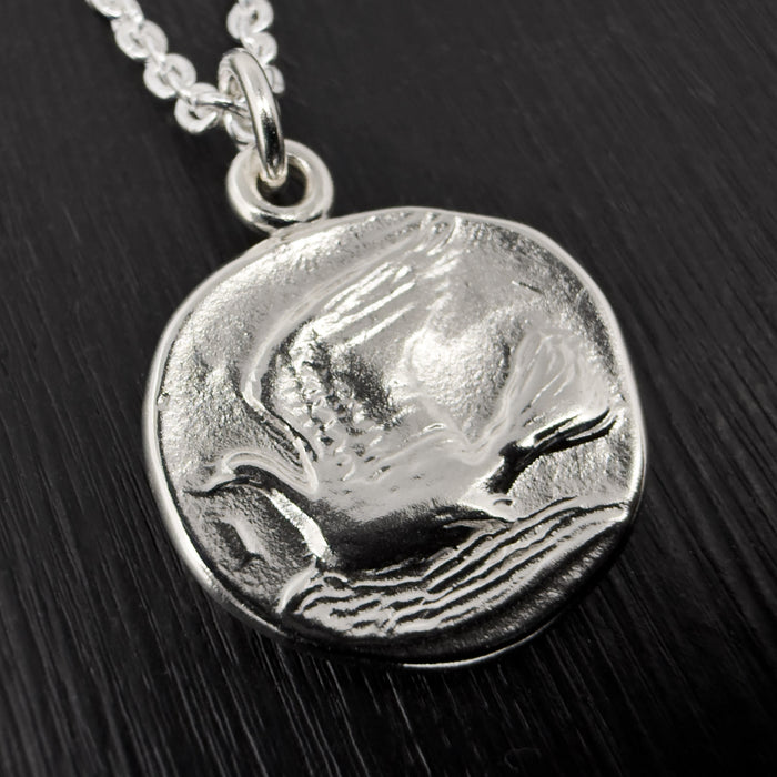 Silver Dove Coin Necklace