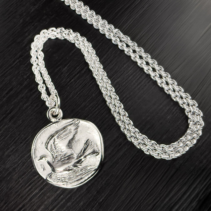 Silver Dove Coin Necklace