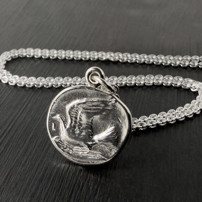 Silver Dove Coin Necklace