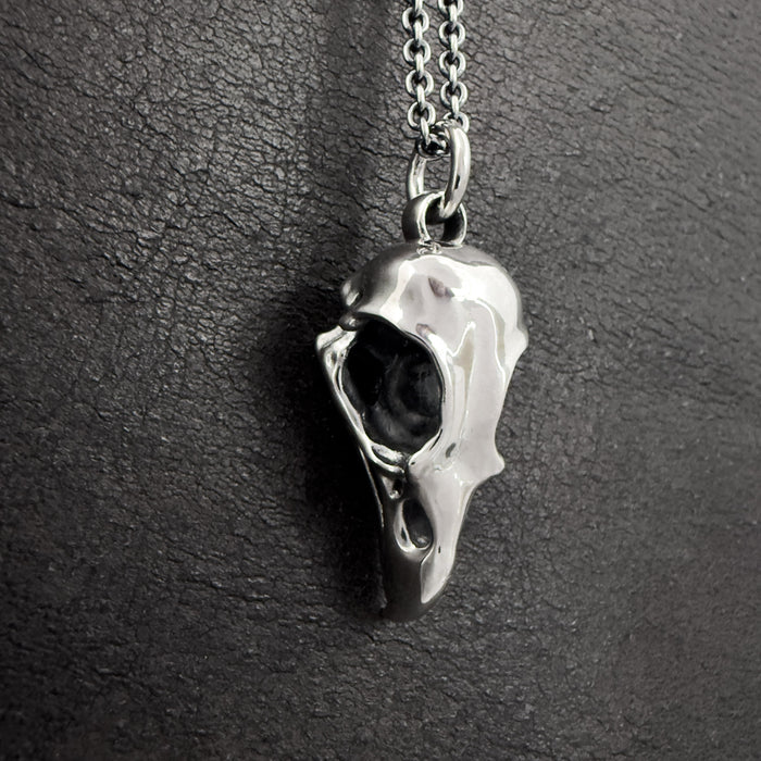 Oxidised Silver Eagle Skull Necklace