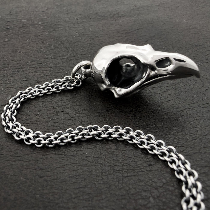 Oxidised Silver Eagle Skull Necklace