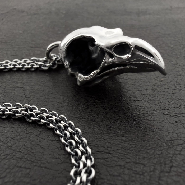 Oxidised Silver Eagle Skull Necklace