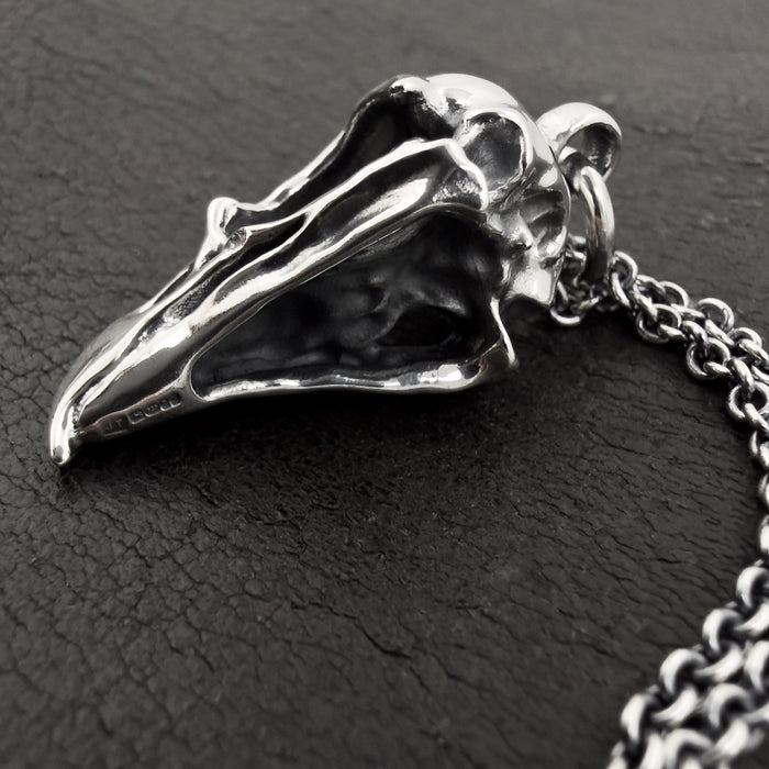 Oxidised Silver Eagle Skull Necklace