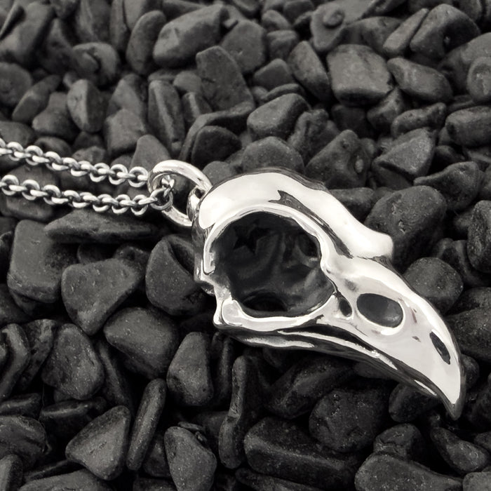 Oxidised Silver Eagle Skull Necklace