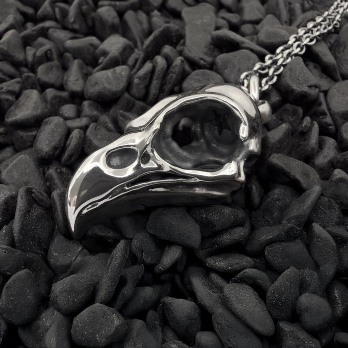 Oxidised Silver Eagle Skull Necklace