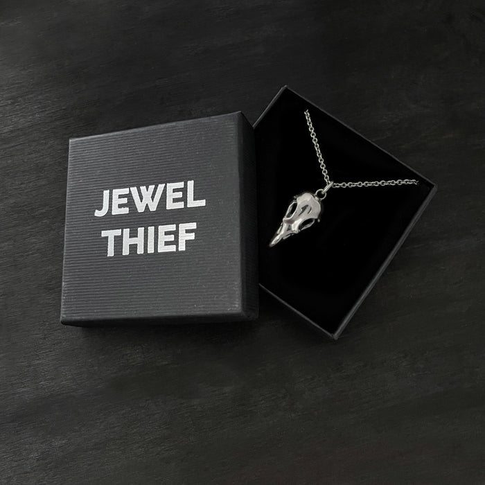 Oxidised Silver Eagle Skull Necklace