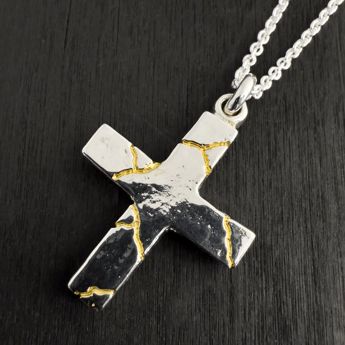 Handmade Kintsugi Inspired Cross Pendant
