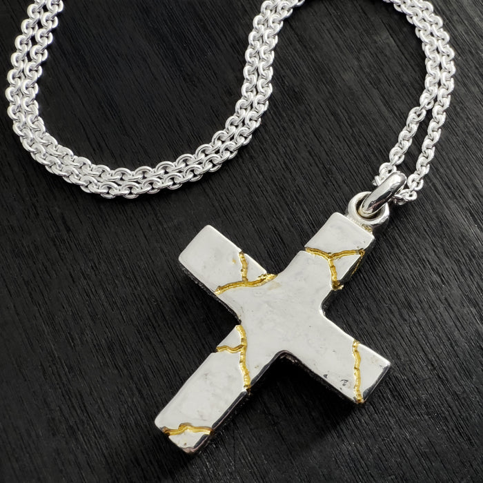 Handmade Kintsugi Inspired Cross Pendant