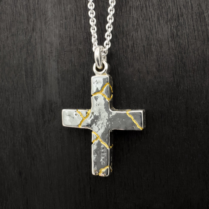 Handmade Kintsugi Inspired Cross Pendant