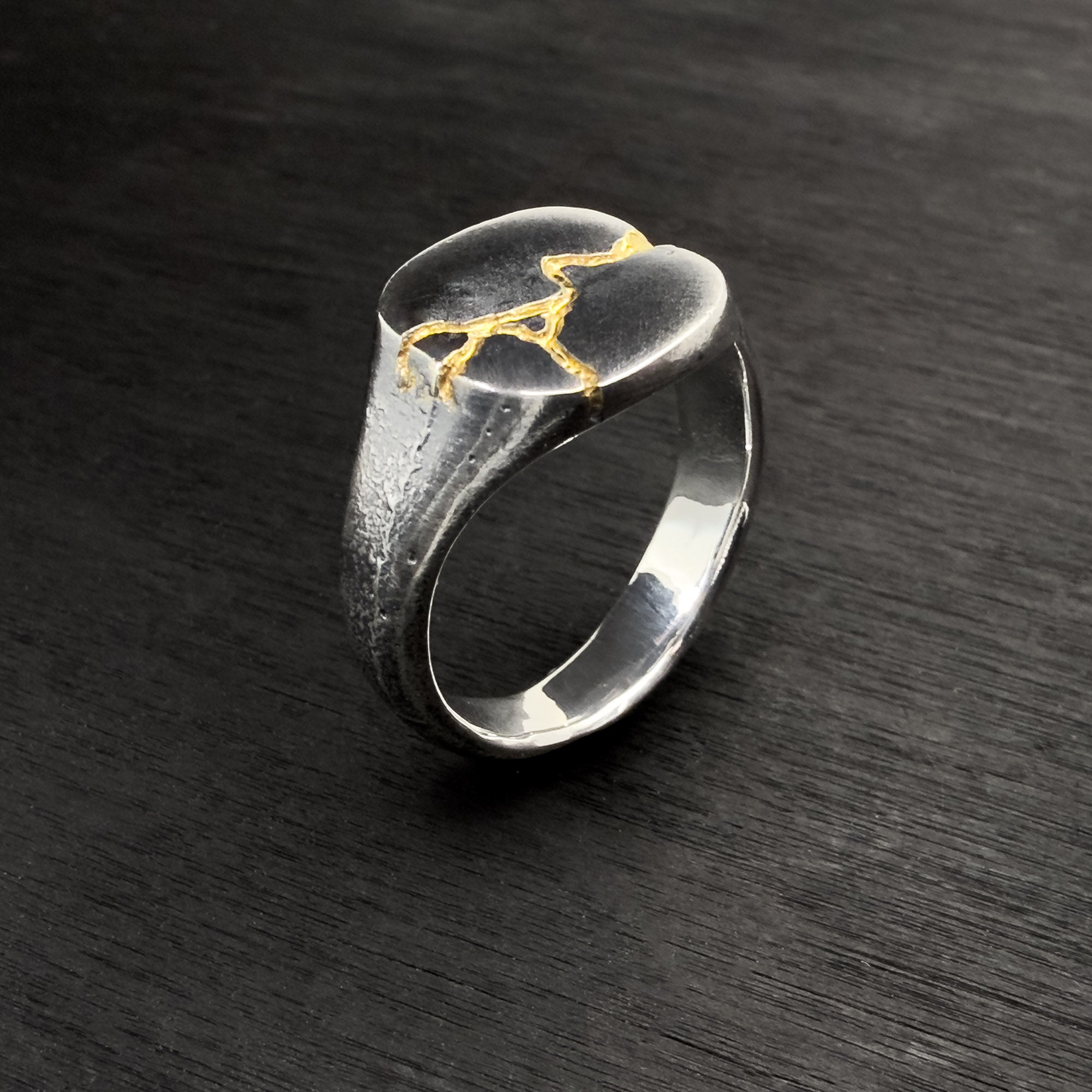 Kintsugi Signet Ring - J / Gold & Silver - Jewel Thief Brighton