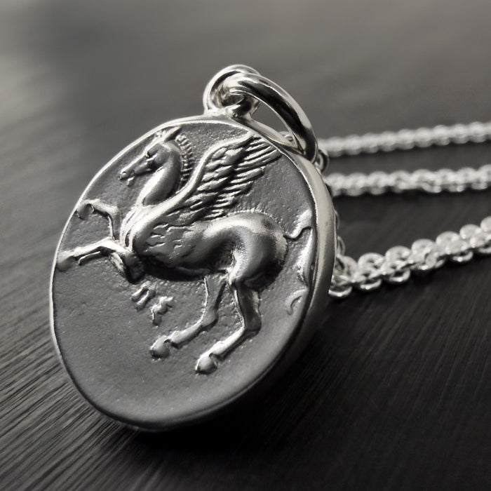 Pegasus Coin Necklace Sterling Silver