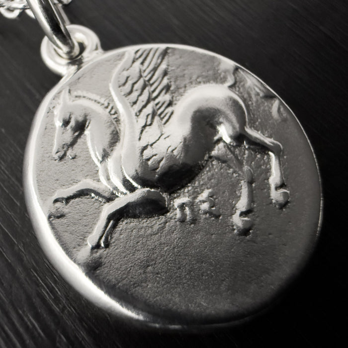 Pegasus Coin Necklace Sterling Silver