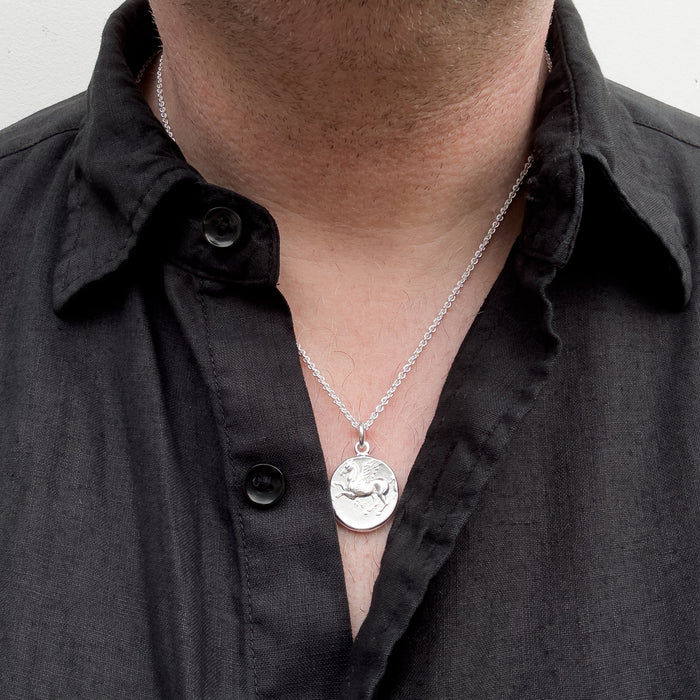 Pegasus Coin Necklace Sterling Silver