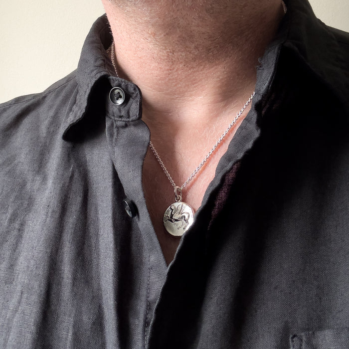 Pegasus Coin Necklace Sterling Silver