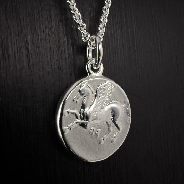 Pegasus Coin Necklace Sterling Silver