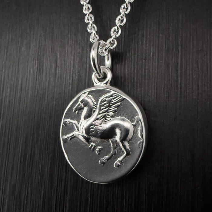 Pegasus Coin Necklace Sterling Silver
