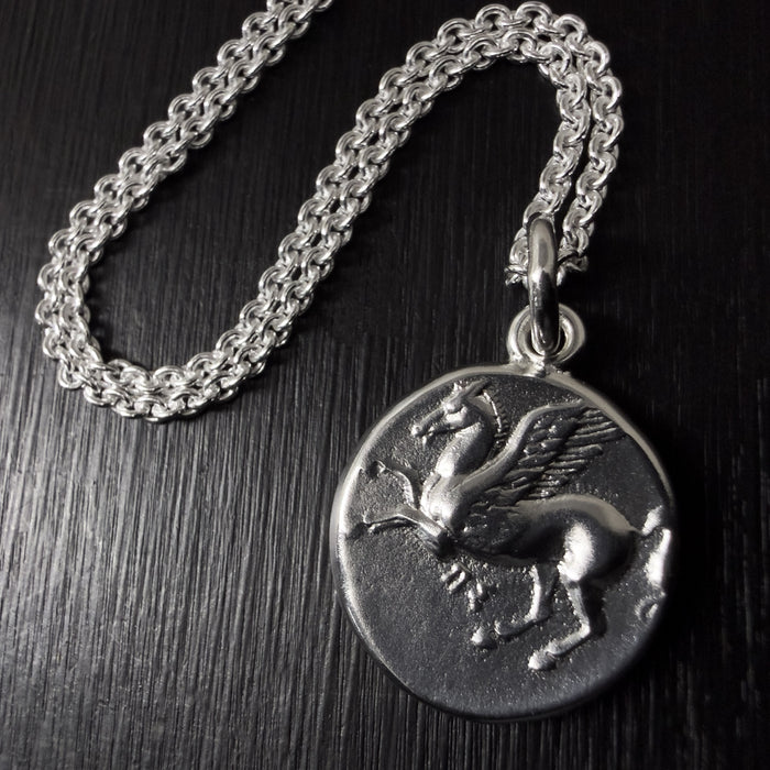 Pegasus Coin Necklace Sterling Silver