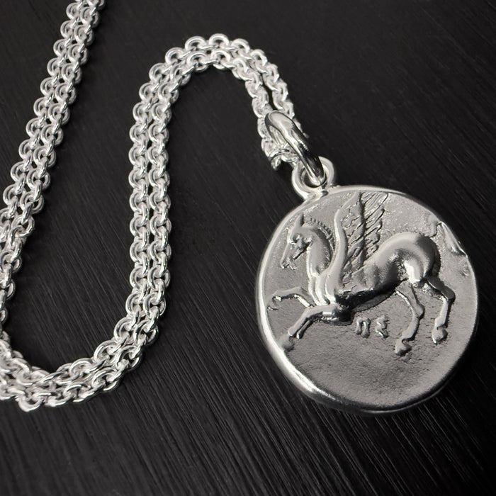 Pegasus Coin Necklace Sterling Silver