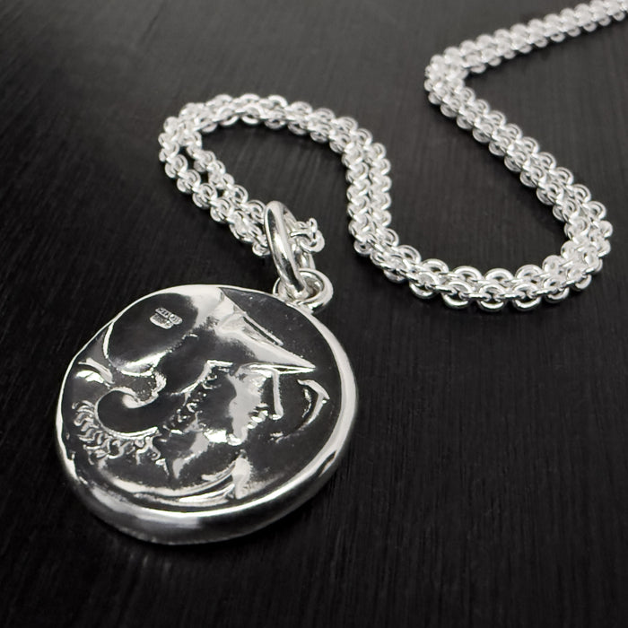 Pegasus Coin Necklace Sterling Silver