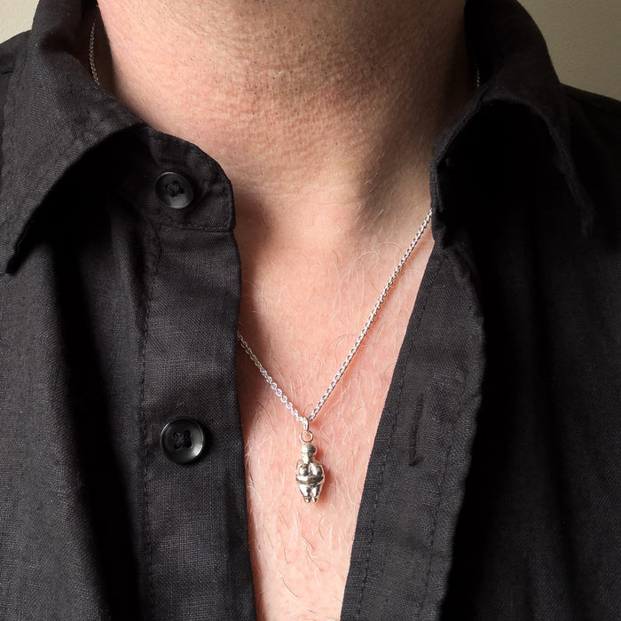Venus Of Willendorf Silver Necklace
