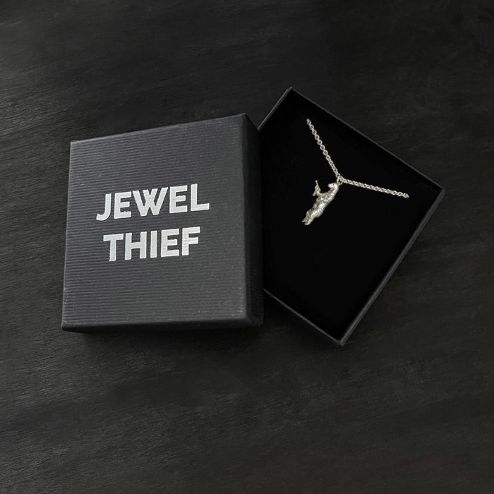 Gun Toting Grizzly Bear Silver Necklace