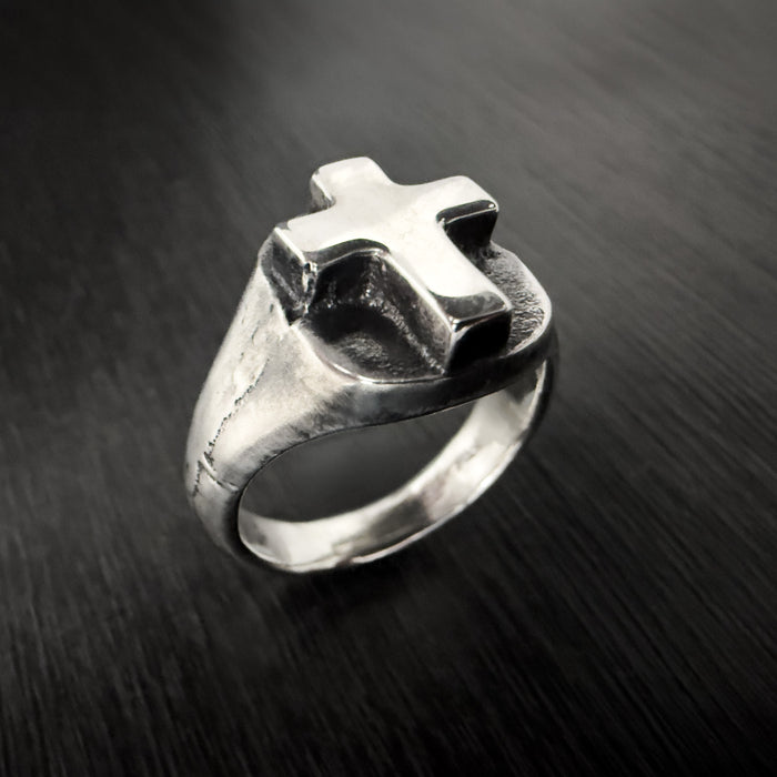 Sterling Silver Cross Signet Ring