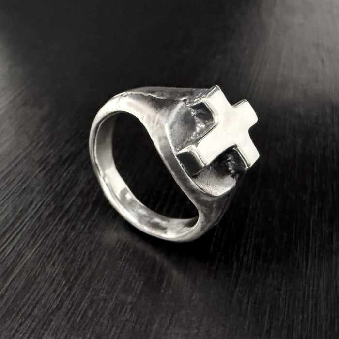 Sterling Silver Cross Signet Ring